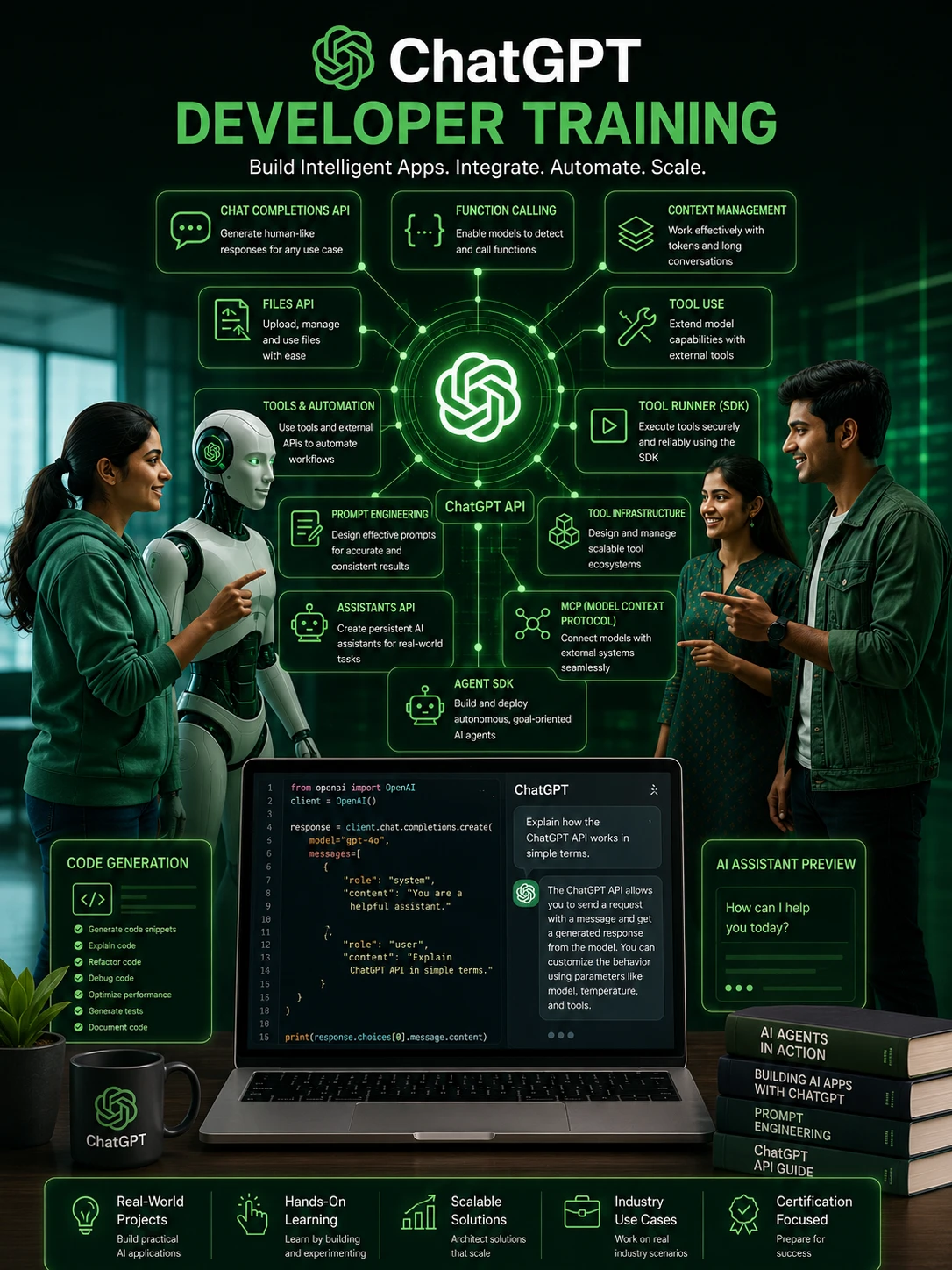 ChatGPT developer training covering the Chat Completions API, function calling and agentic AI at Wisen IT Solutions, Chennai, India