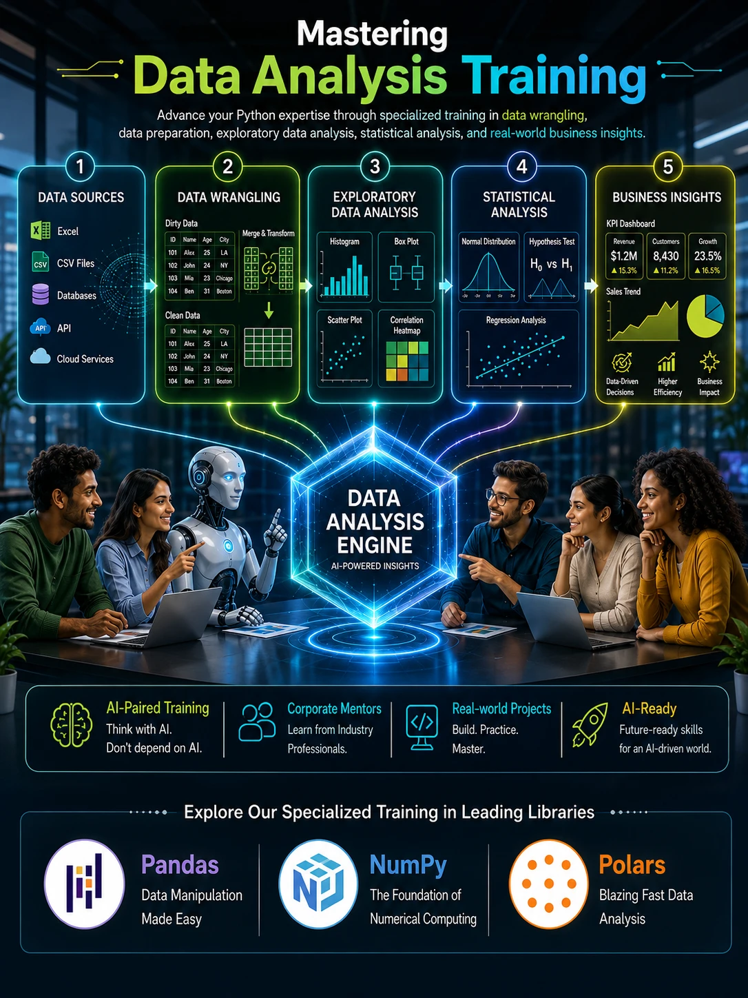Python data analysis training in Pandas, NumPy and Polars at Wisen IT Solutions, Chennai, India