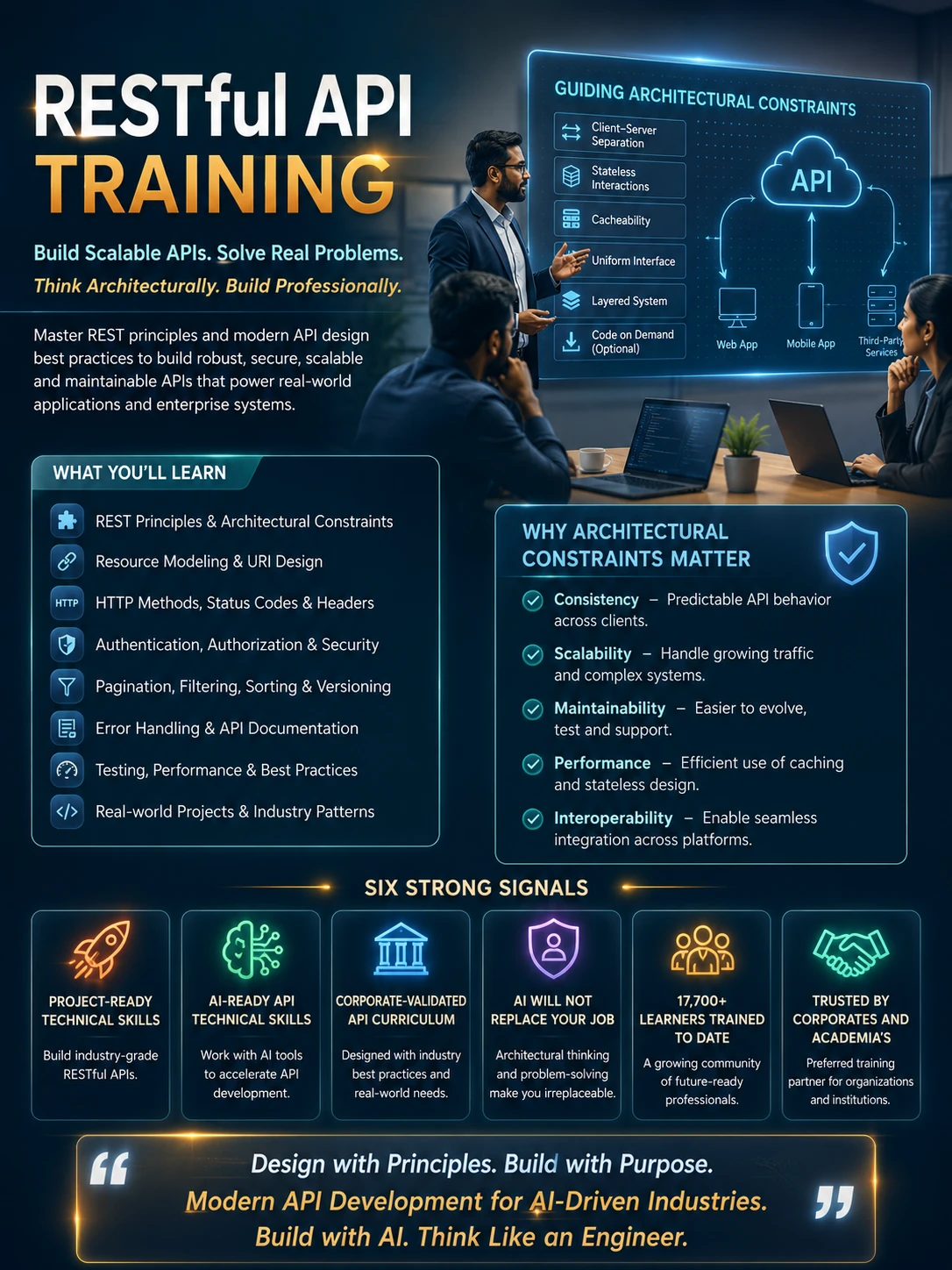 RESTful API training in REST principles, authentication, versioning and API architecture at Wisen IT Solutions, Chennai, India