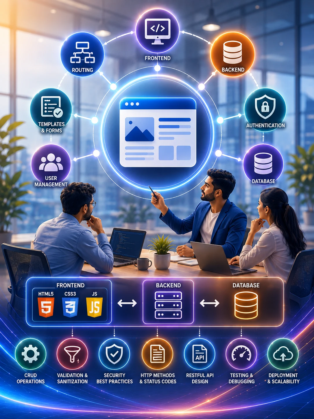 Web development training in frontend, backend, APIs, databases and deployment at Wisen IT Solutions, Chennai, India